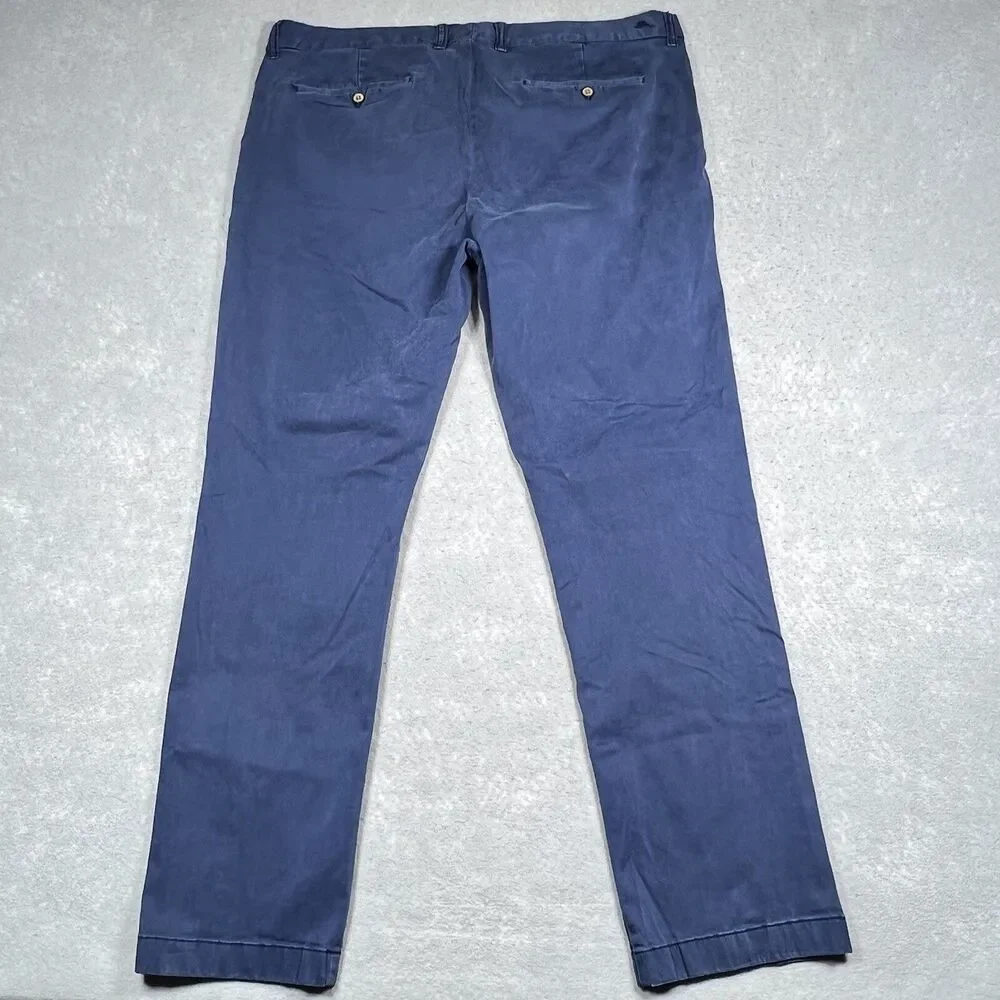 Tommy Bahama Pants Mens SZ 40 Blue Cotton Tencel Stretch Flat Front Chino Pants